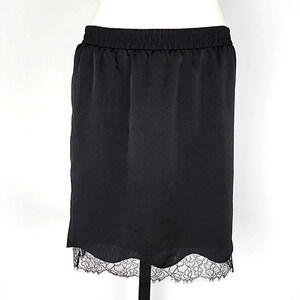 ⭐️3/ $30⭐️ Patrizia Pepe Black Knee Length  Skirt Lined Lace Trim Size 44
